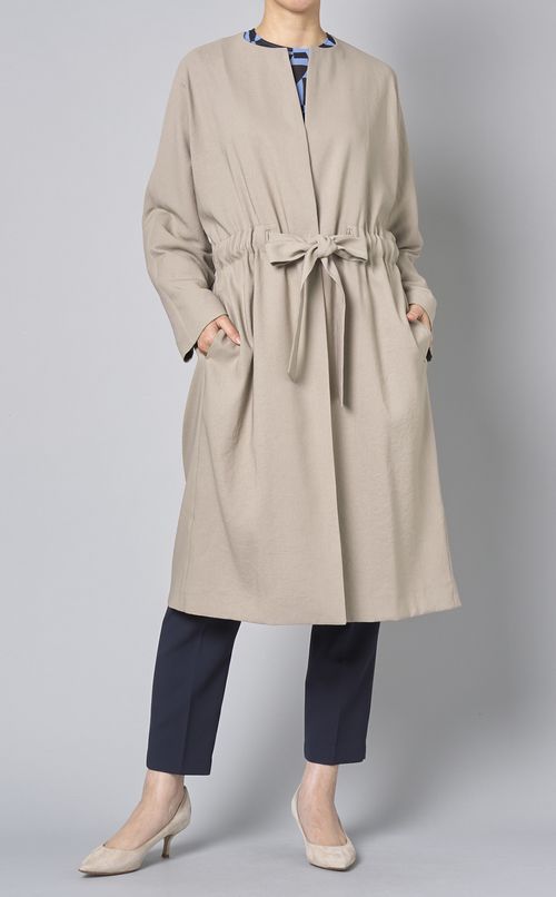 ドルマンスリーブノーカラーコート