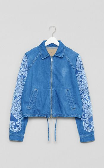 エンブロイダリーデニムブルゾン