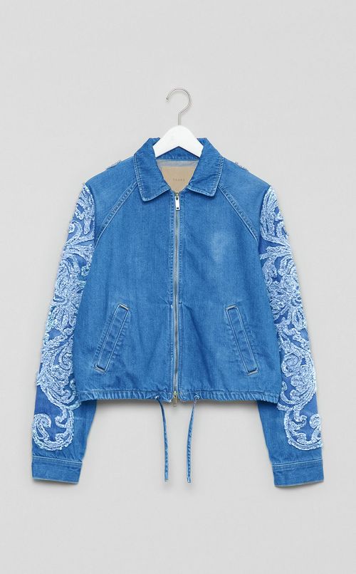 エンブロイダリーデニムブルゾン
