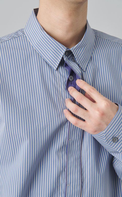 ストライプコットンパイピングシャツ