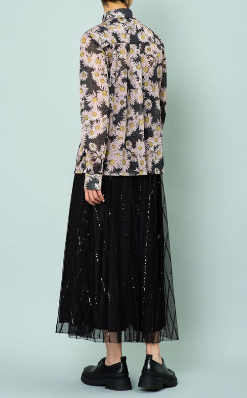 スパンコールチュールスカート