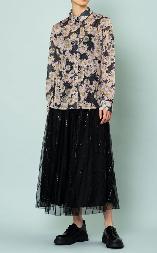 スパンコールチュールスカート