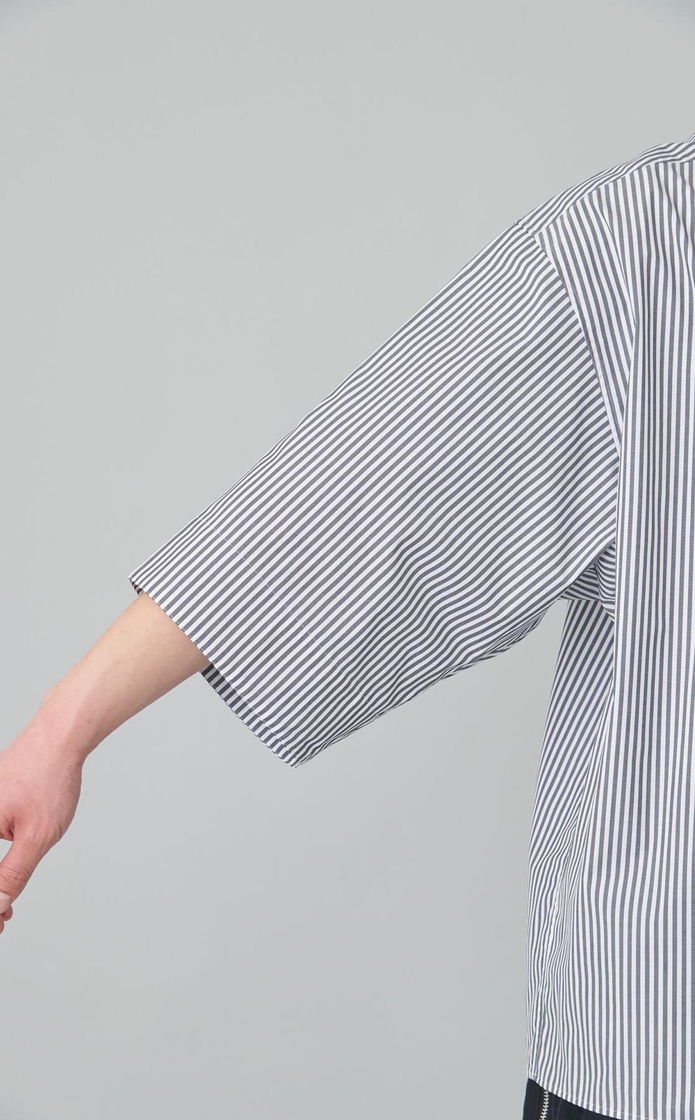ストライプビッグスリーブ半袖シャツ