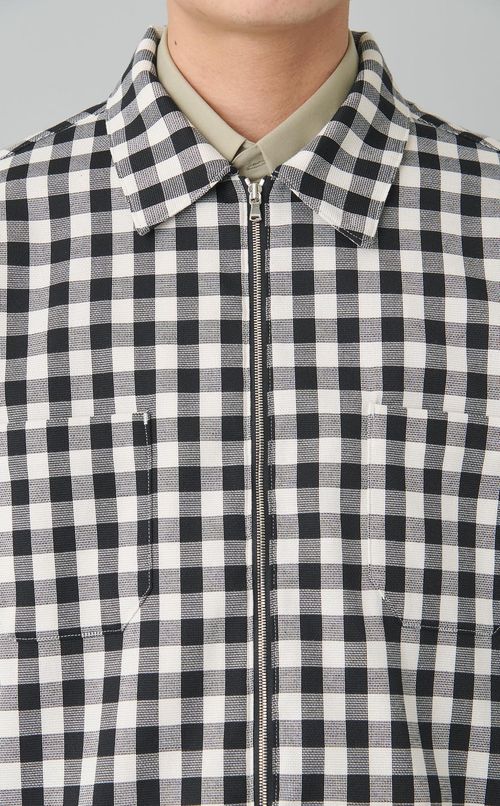 チェックジップシャツ