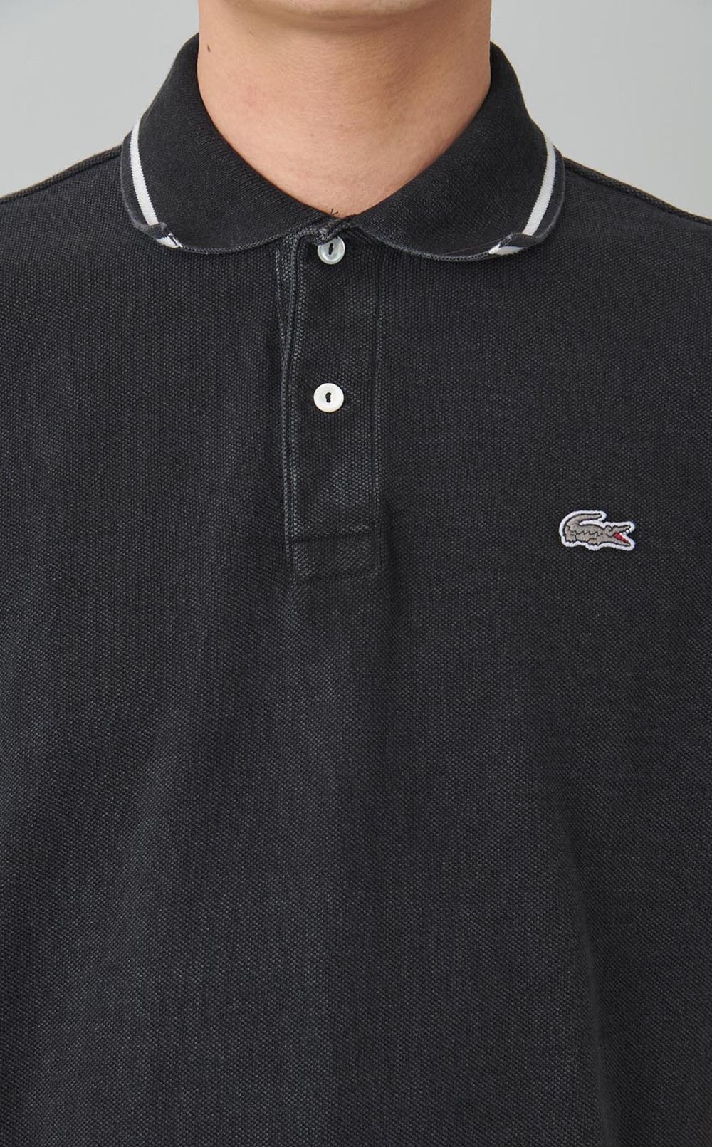 リブニットインディゴポロシャツ