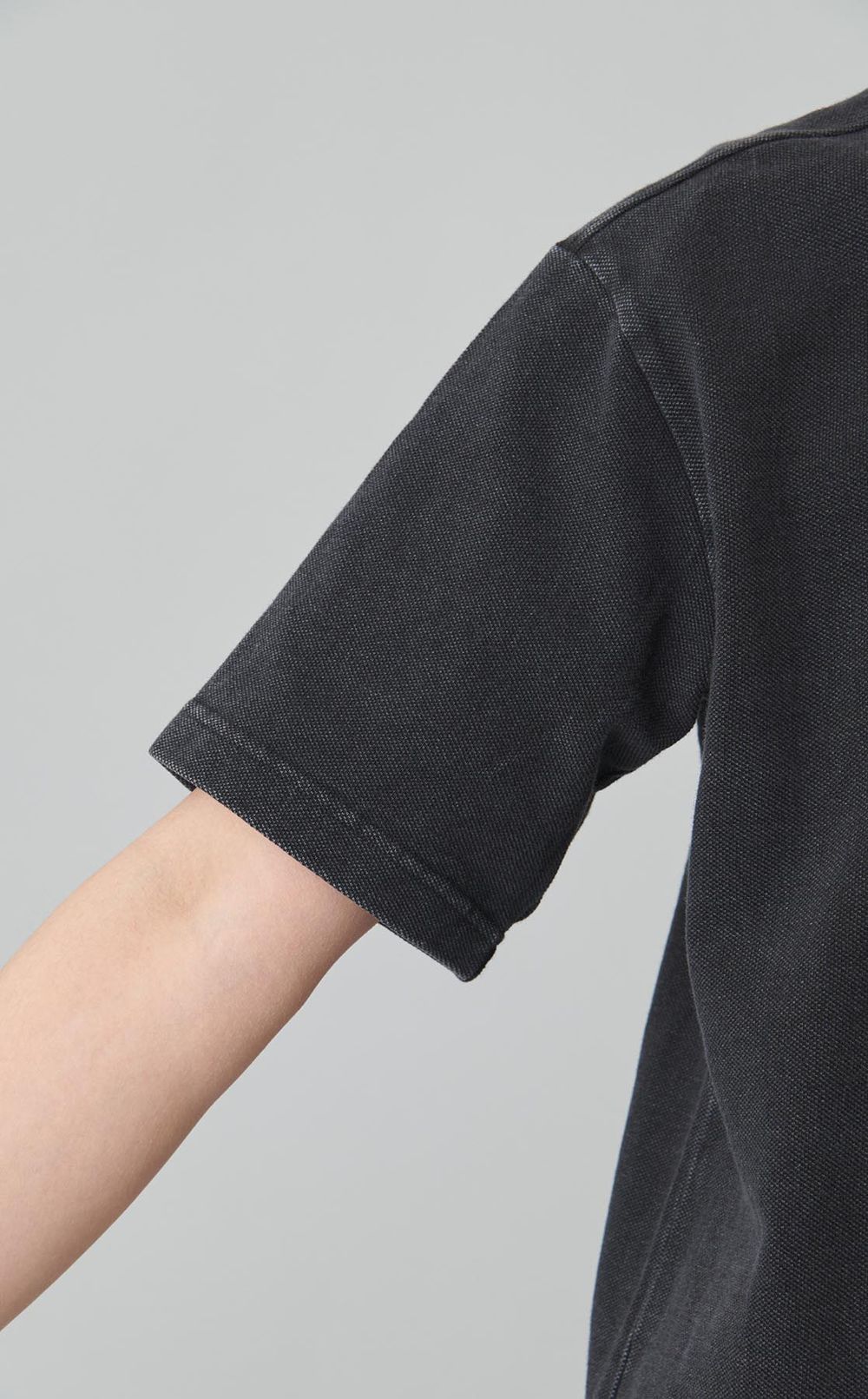 リブニットインディゴポロシャツ