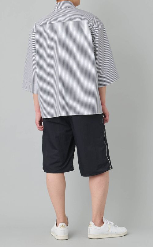 ストライプビッグスリーブ半袖シャツ