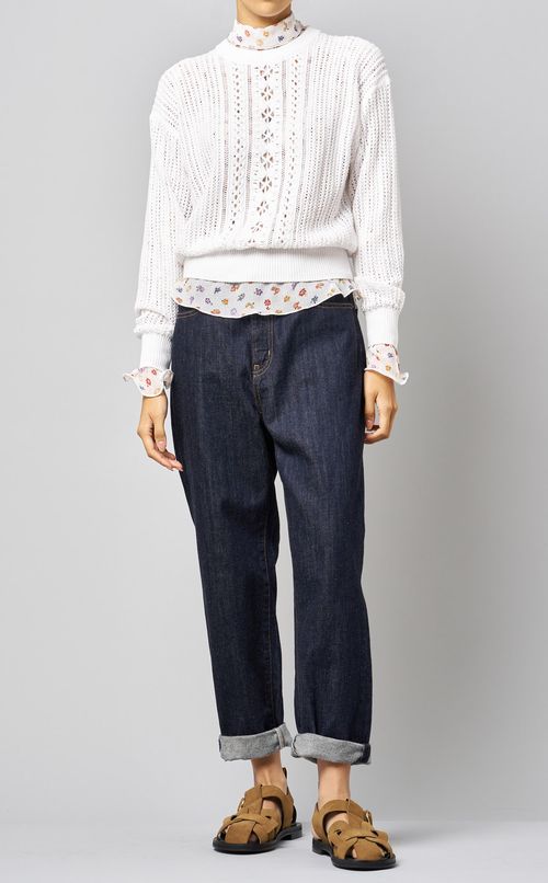 コットンメッシュニットプルオーバー