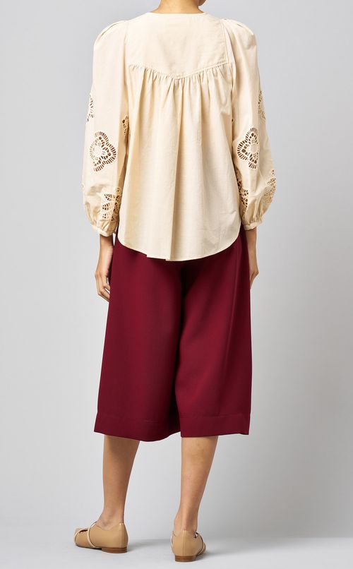 コットンレーススリーブブラウス