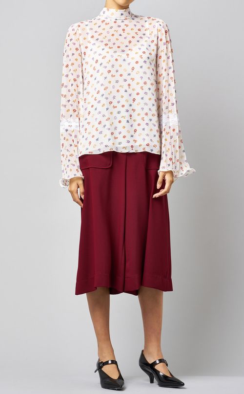 フラワープリントシフォンブラウス