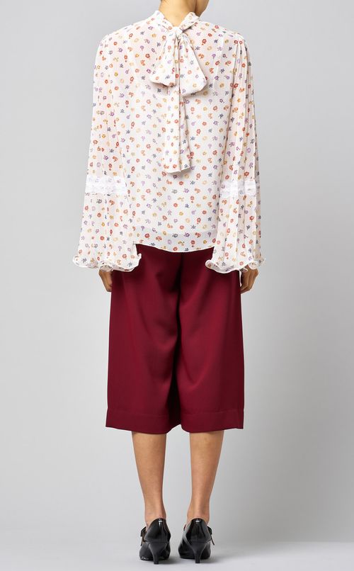 フラワープリントシフォンブラウス