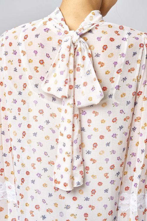 フラワープリントシフォンブラウス