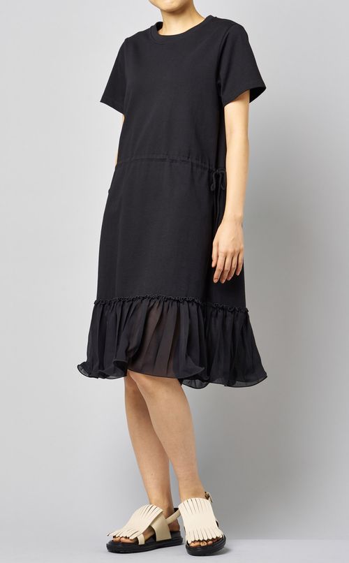 裾シフォンフリルカットソーワンピース