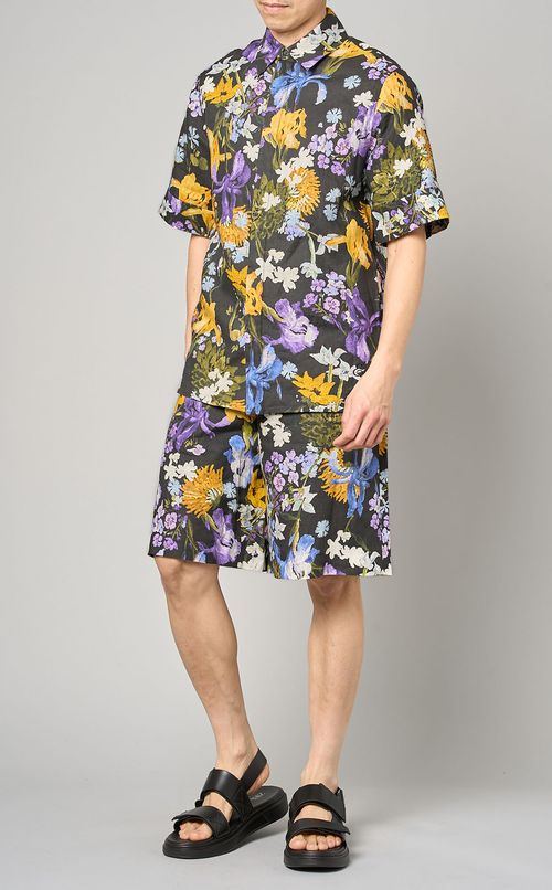 マルチカラーフラワープリントシャツ