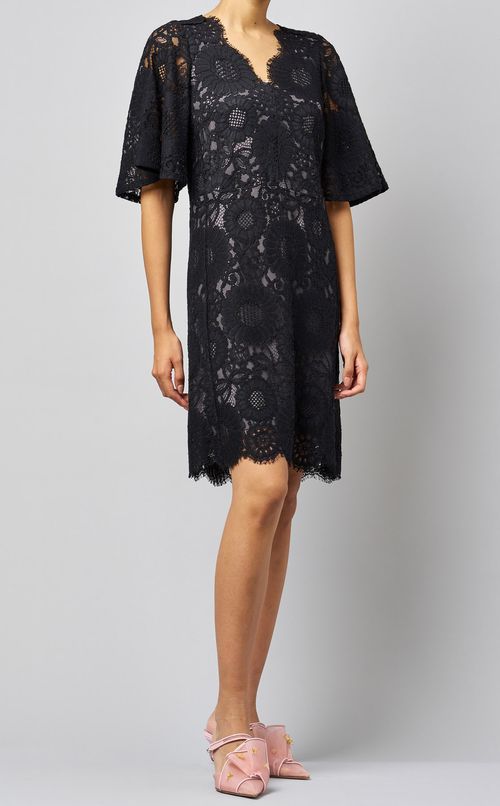 コットン混レースワンピース