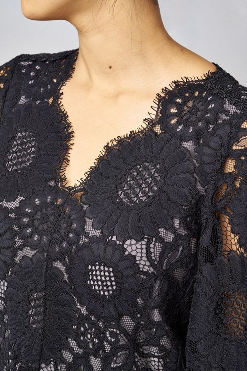 コットン混レースワンピース