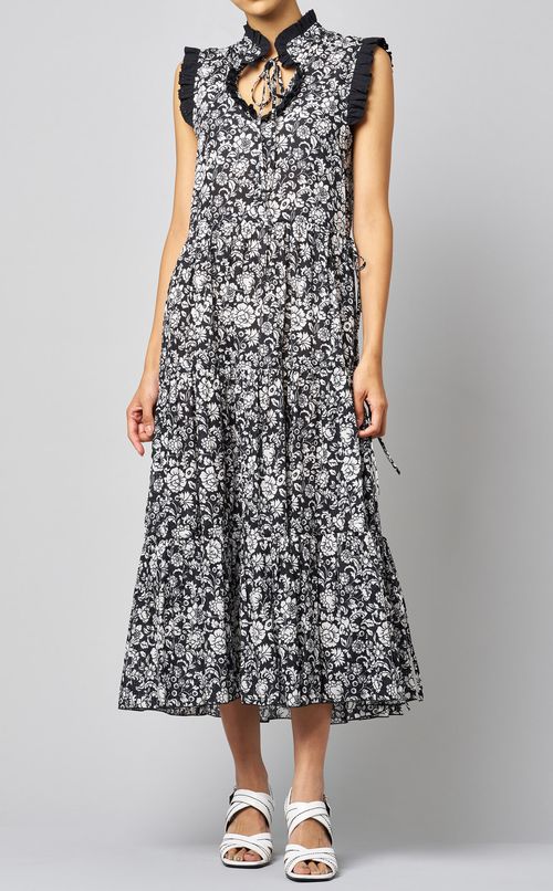 フラワープリントフリルワンピース