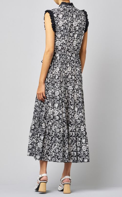 フラワープリントフリルワンピース