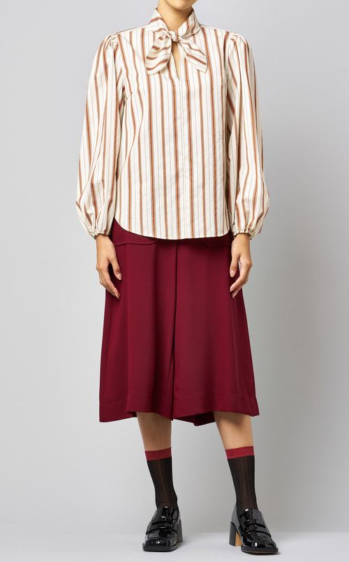 ストライプボリュームスリーブシャツ