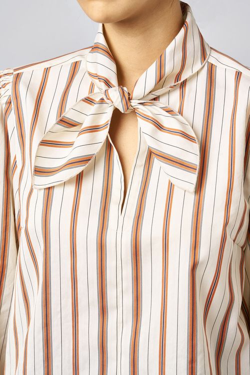 ストライプボリュームスリーブシャツ