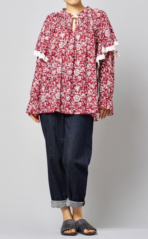 フラワープリントコットンブラウス