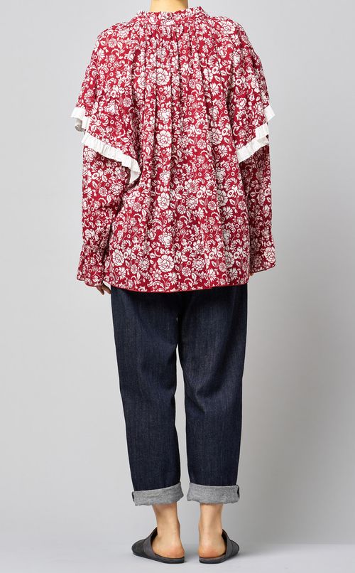 フラワープリントコットンブラウス