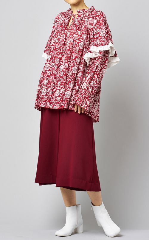 フラワープリントコットンブラウス