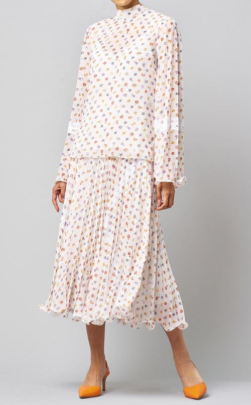 フラワープリントシフォンスカート