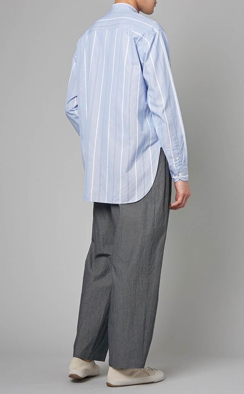 コットンストライプウイングカラーシャツ