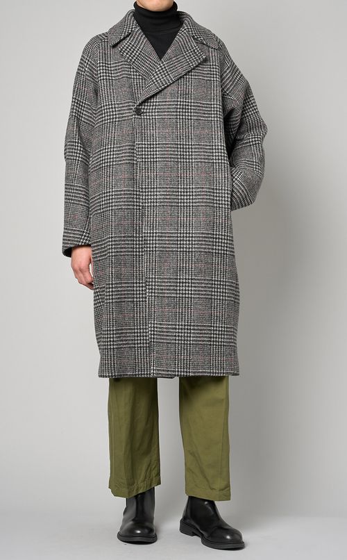 グレンチェックウールヒュージコート