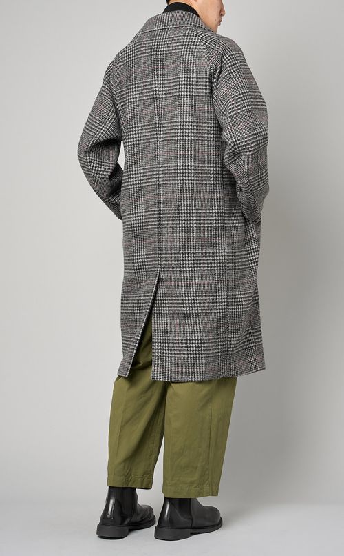 グレンチェックウールヒュージコート