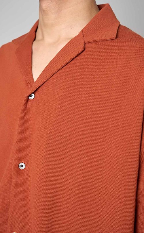 オープンカラーハーフスリーブシャツ