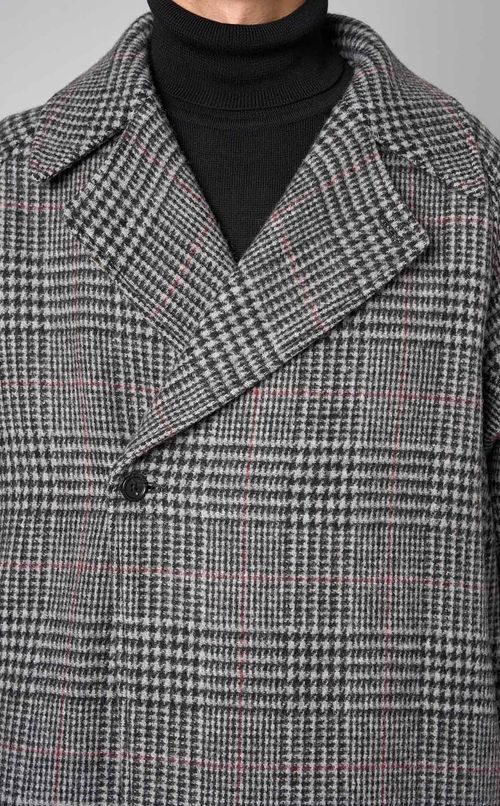 グレンチェックウールヒュージコート
