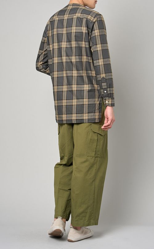 プレイドバンドカラーシャツ