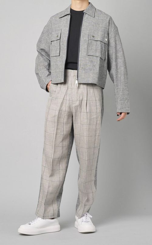 Wポケットチェックブルゾン