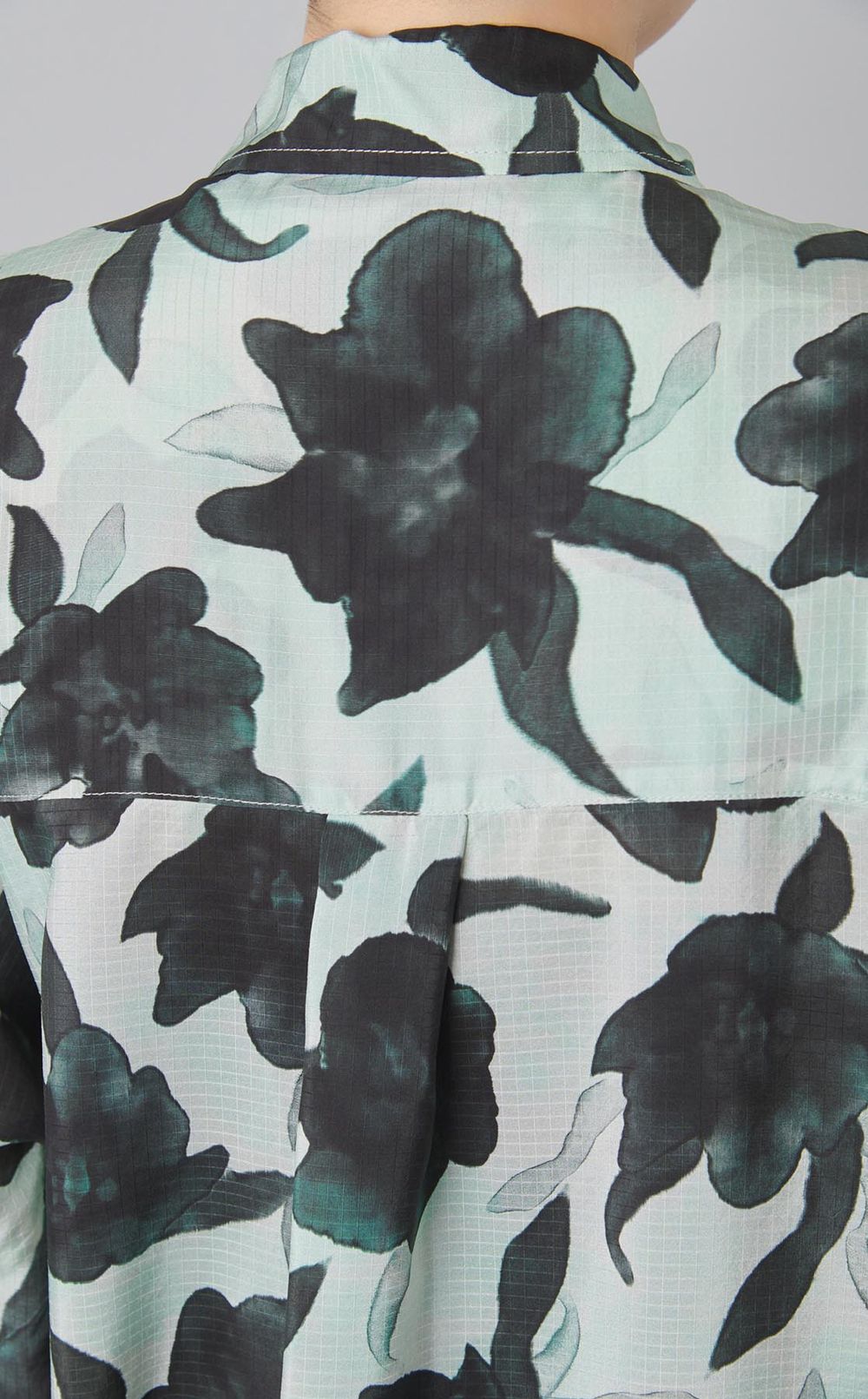 プリン卜ブラウジングシャツワンピース