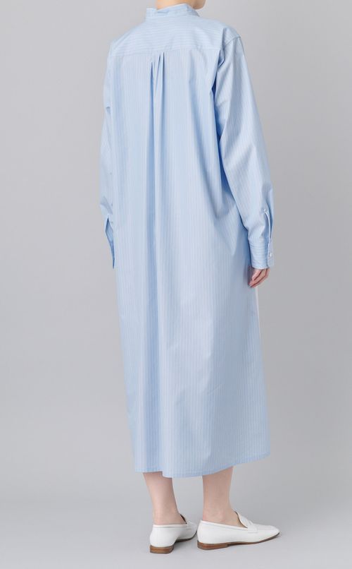 ストライプVネックシャツワンピース