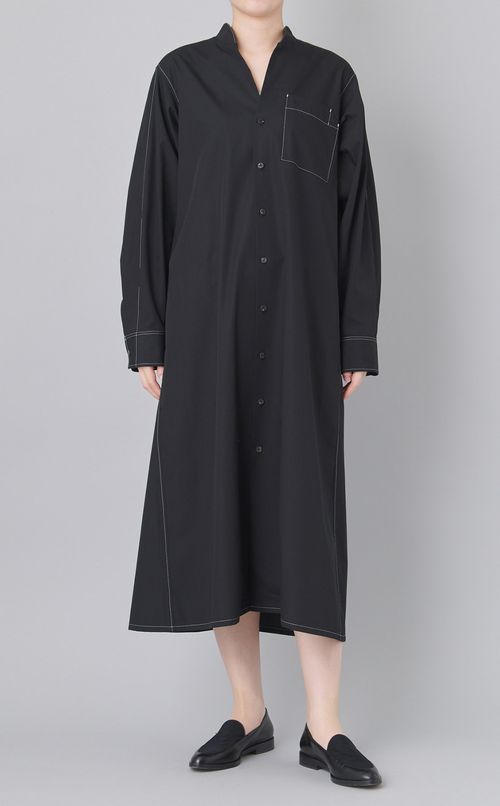 コットンVネックシャツワンピース