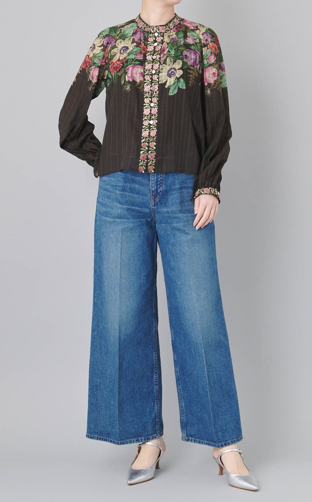 デニムベルト付ウォッシュドデニムパンツ