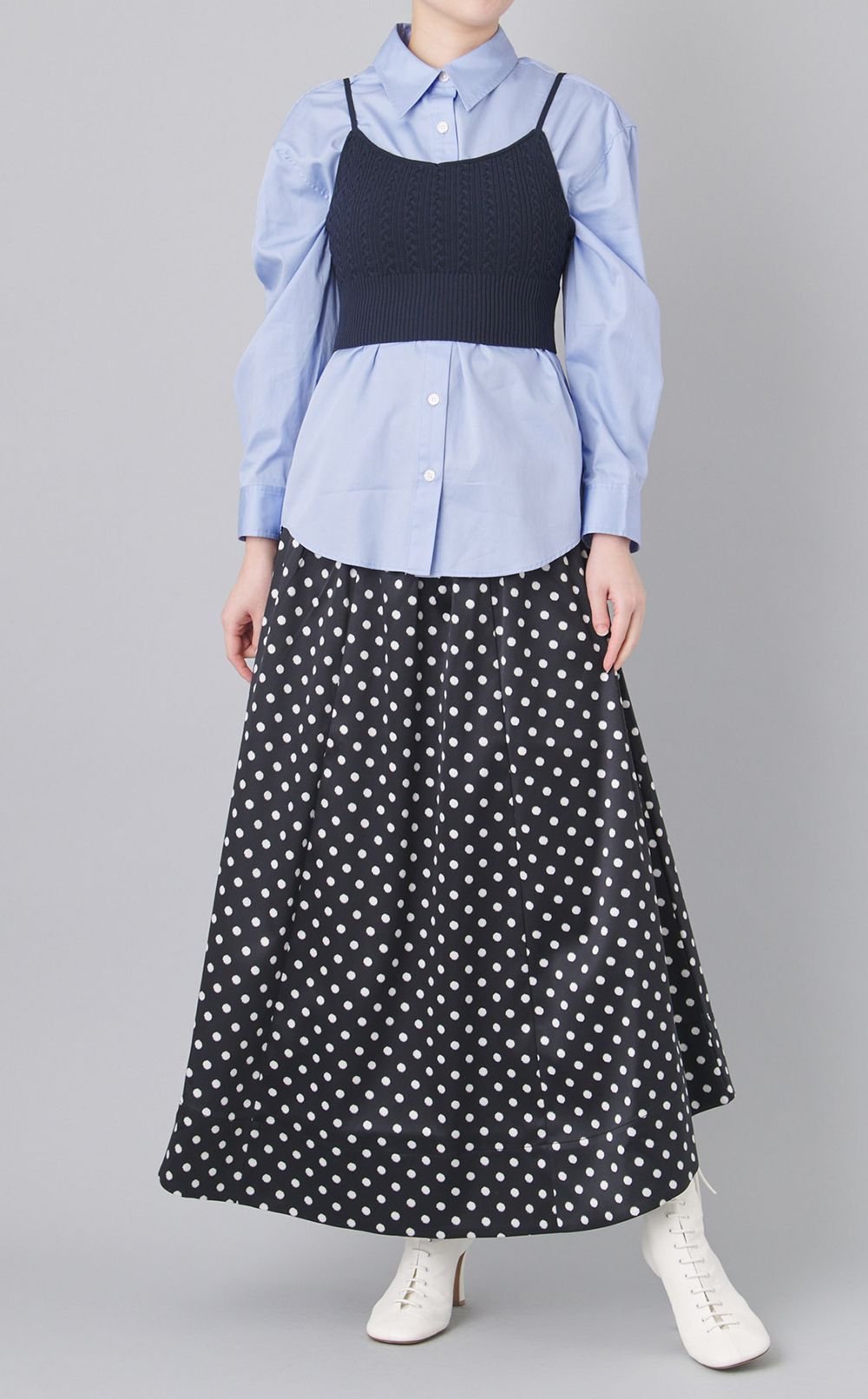 ニットビスチェレイヤードシャツ