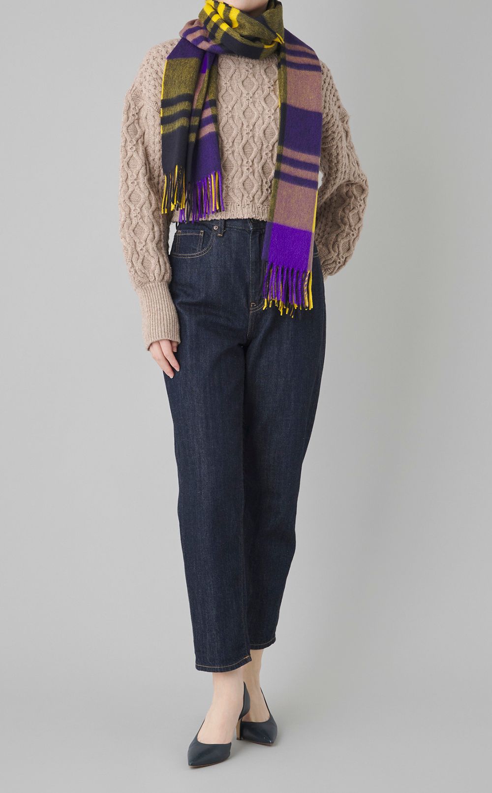 カシミヤ大判チェックストール