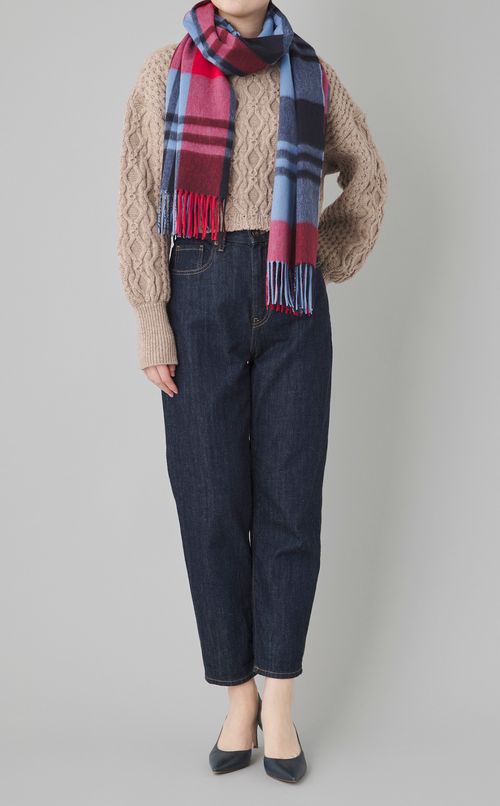 カシミヤ大判チェックストール