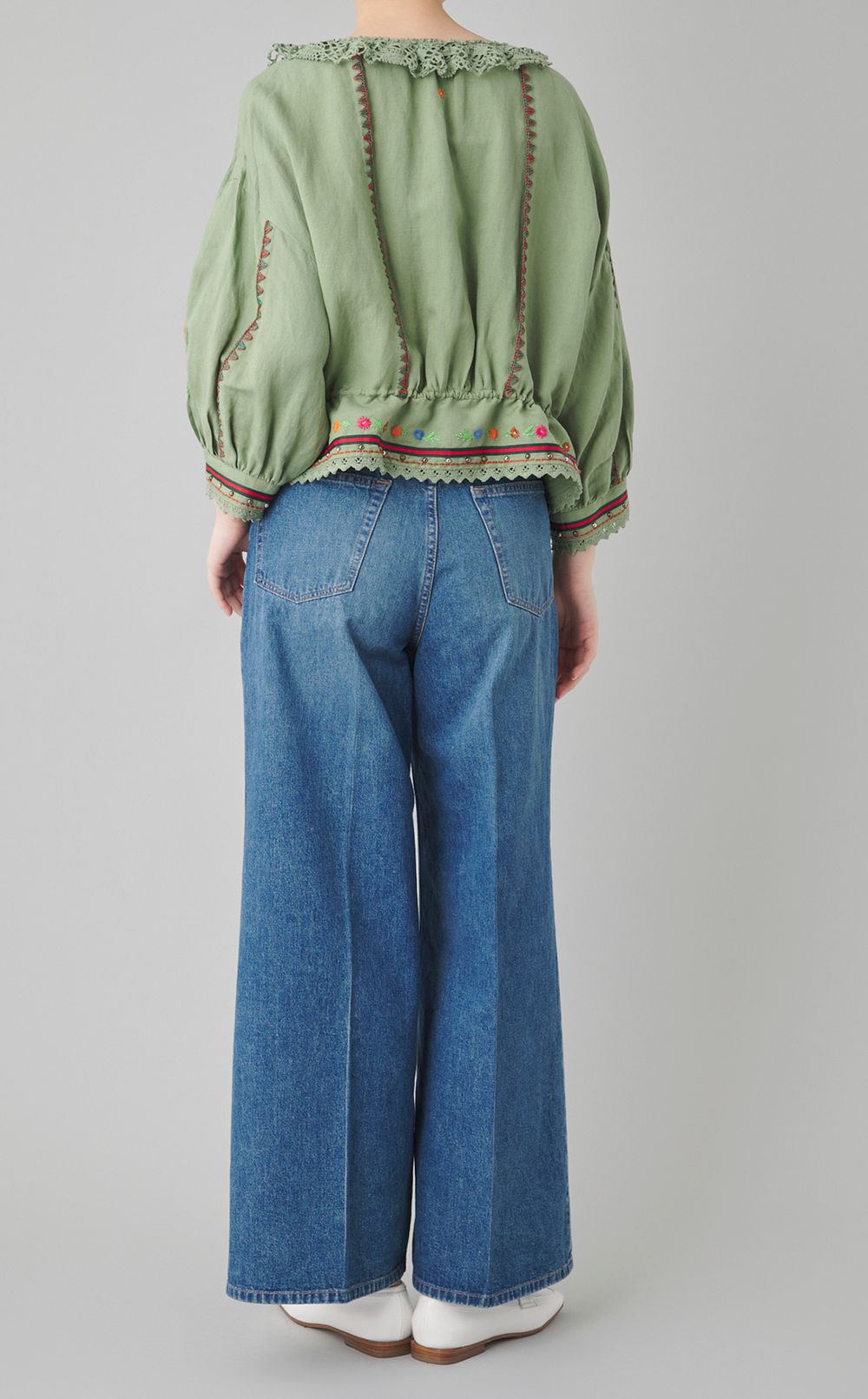 フラワー刺繍ボヘミアンブラウス