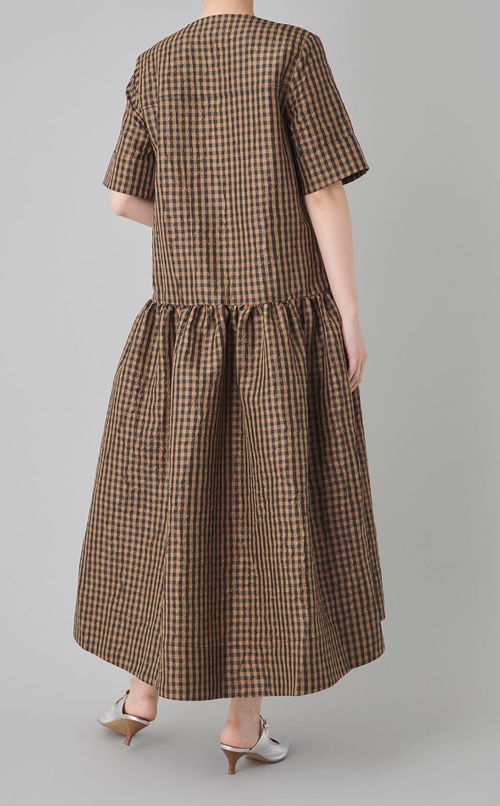 ギンガムチェックVネックワンピース