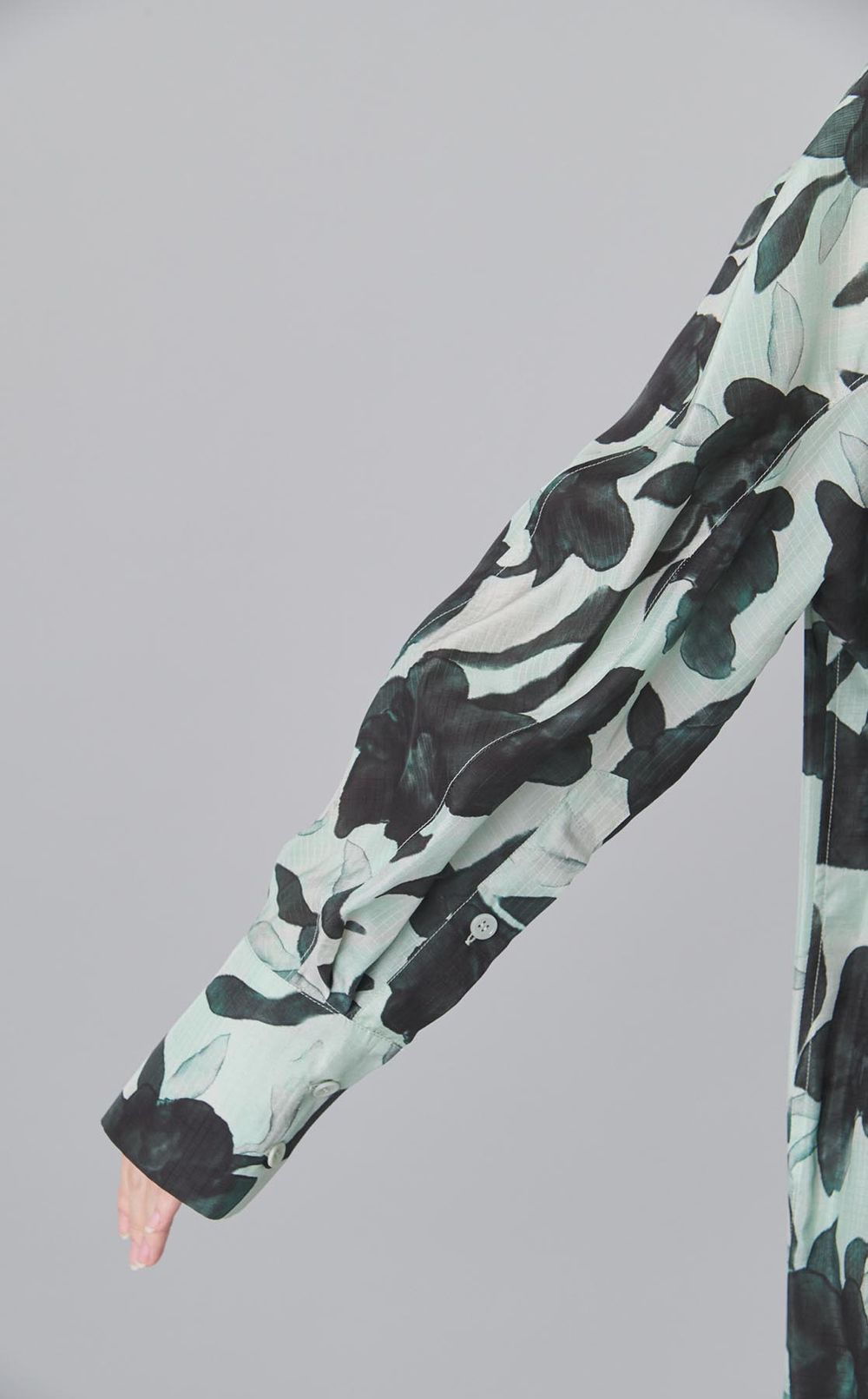 プリン卜ブラウジングシャツワンピース