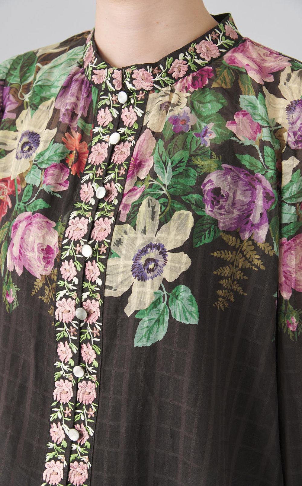 マルチフラワープリントブラウス