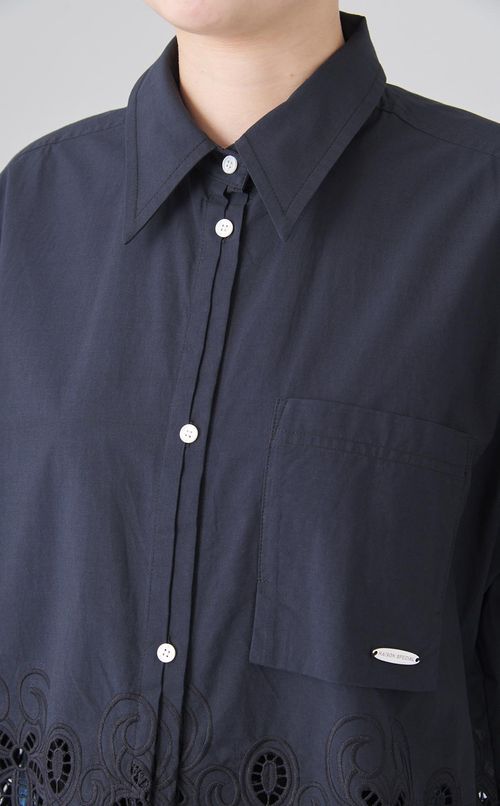 ヘムエンブロイダリーネクタイシャツ