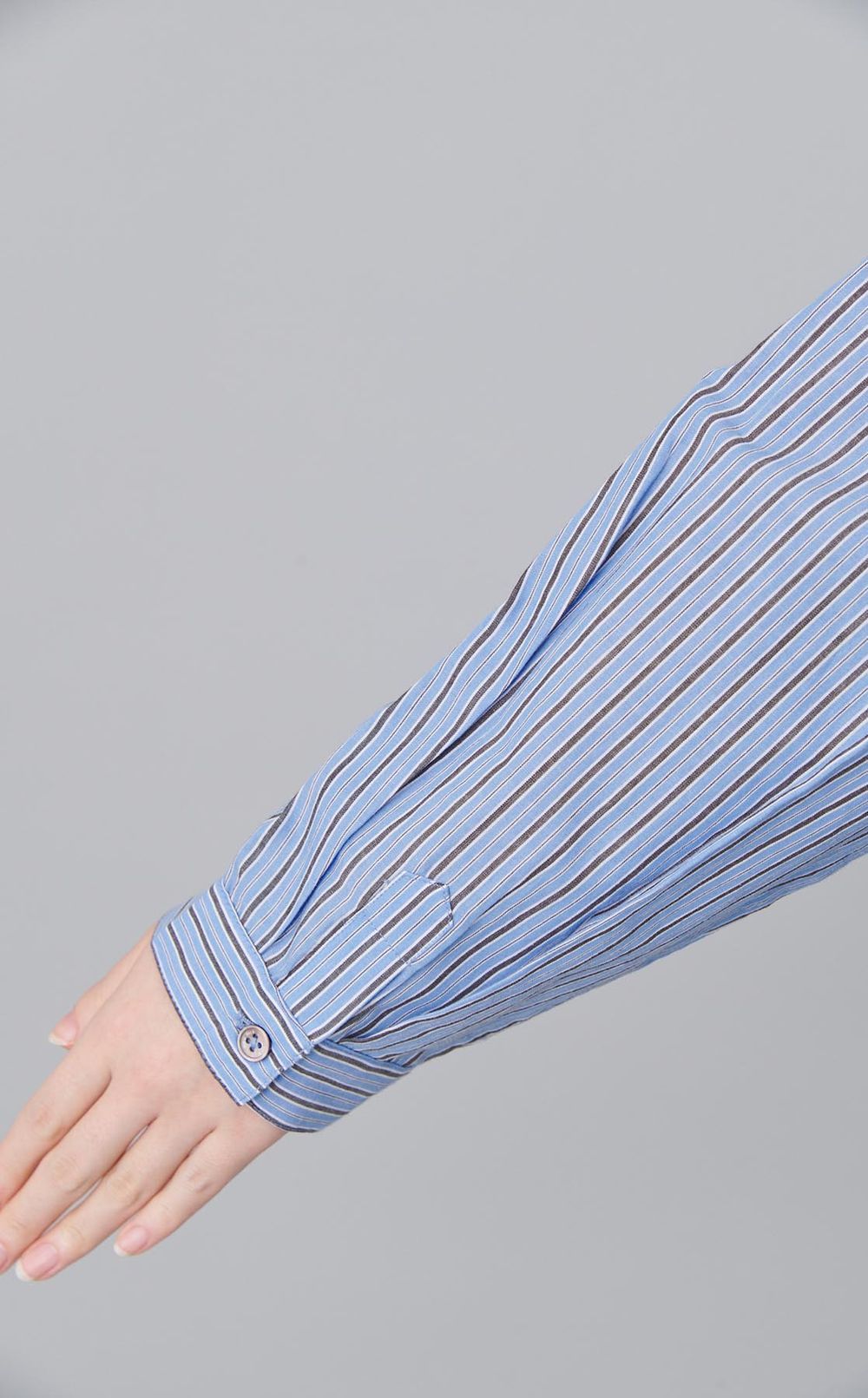 コットンストライプレースモチーフシャツ