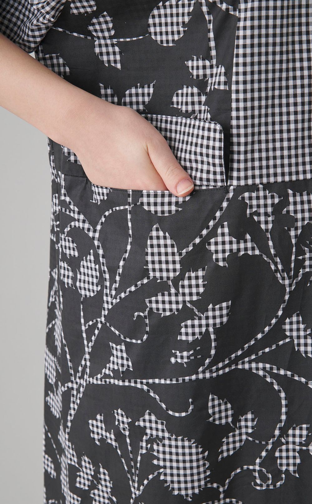 フラワーチェックボリュームワンピース