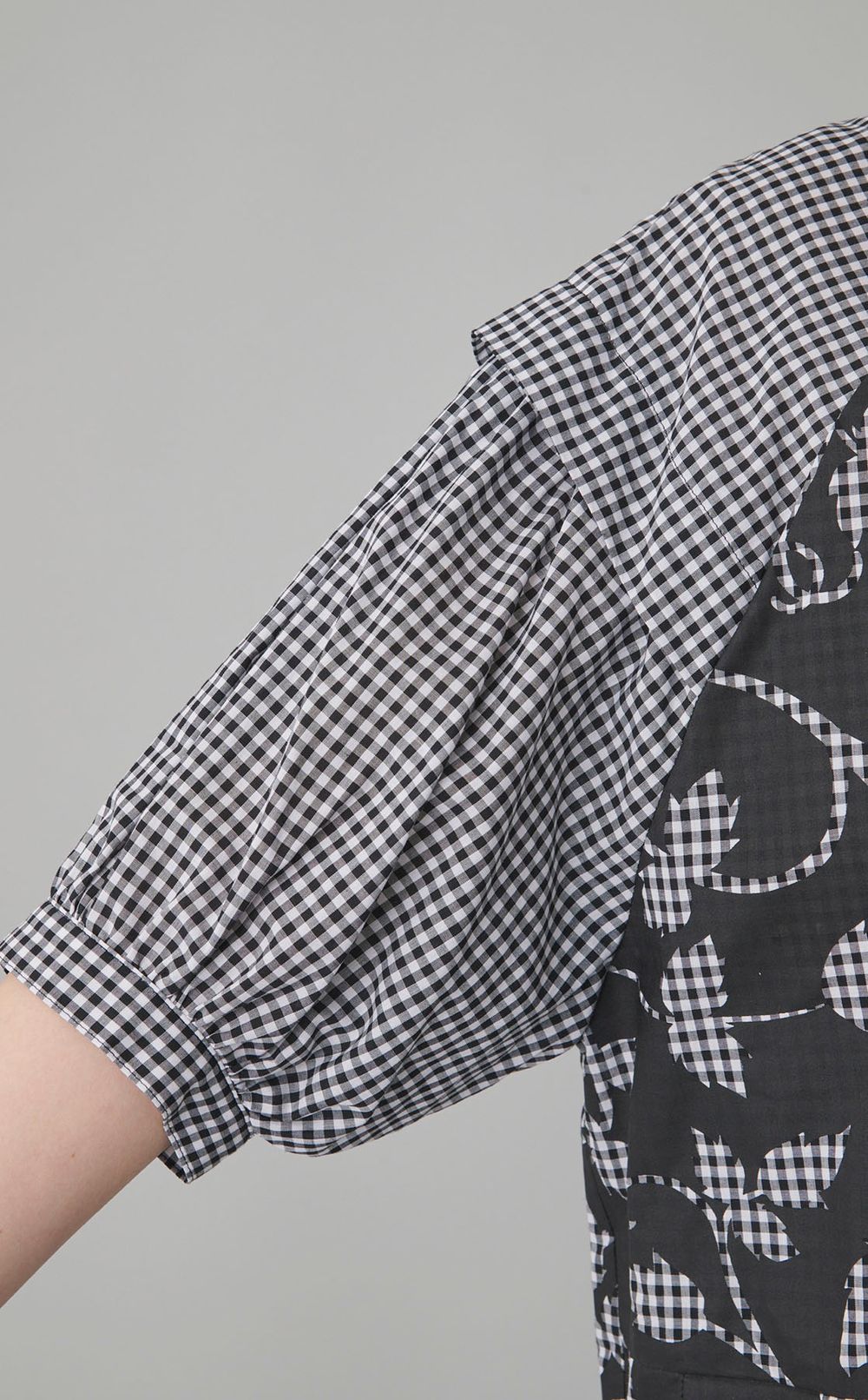 フラワーチェックボリュームワンピース